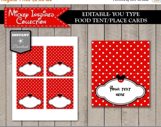 SALE INSTANT DOWNLOAD Mouse Folding Food Tent or Place Cards / Party / Printable Diy / Classic Mouse Collection / Item #1552