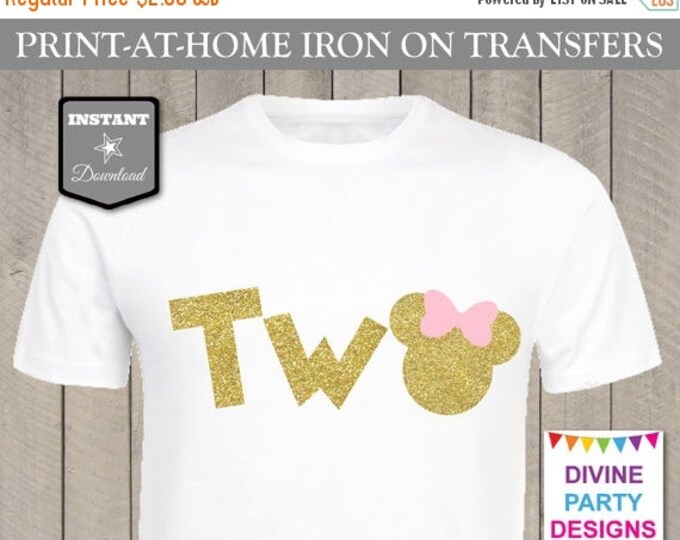 SALE INSTANT DOWNLOAD Print at Home Gold Glitter and Pink Two Printable Iron On Transfer / Shirt / Second 2nd 2 / Item #2469