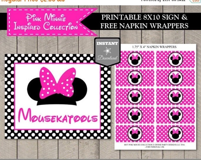 SALE INSTANT DOWNLOAD Hot Pink Mouse 8x10 Mousekatools Printable Party Sign & Free Napkin Wrappers / Hot Pink Mouse Collection / Item #1716