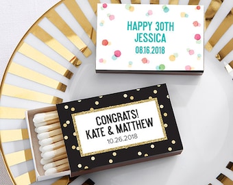 Personalized Matchbox Party Favors - Set of 50 with Party Time Design - Matchbox Party Favor Ideas (PTY-ETH)