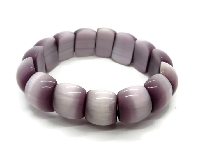 Vintage Purple Lucite Chunky Stretch Bangle Bracelet