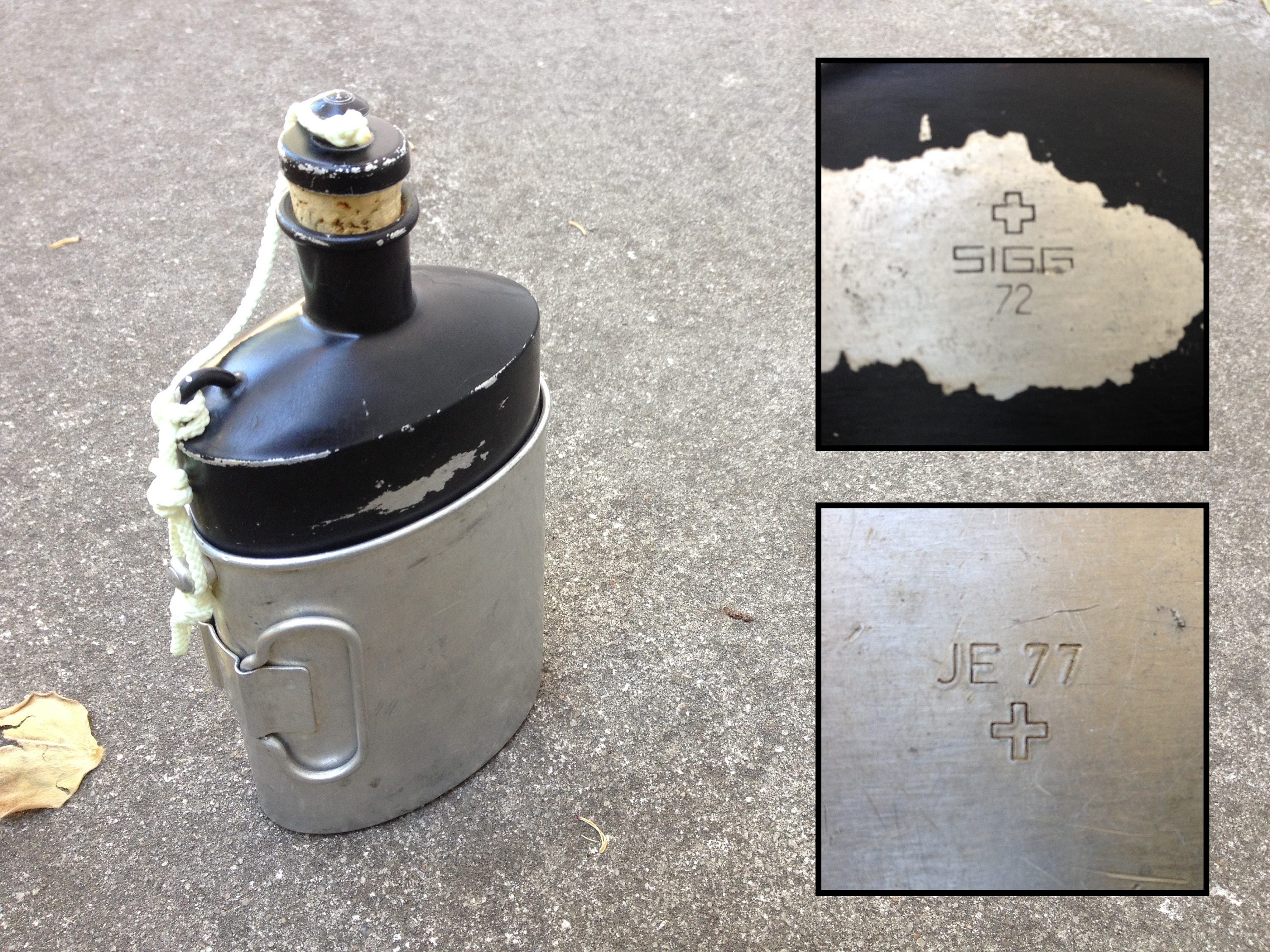 Swiss Army Canteen and cup with handle Flask