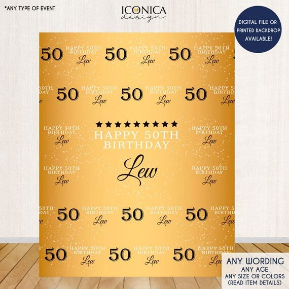 Photo Booth Backdrop 50th Birthday Custom Step And Repeat Backdrops