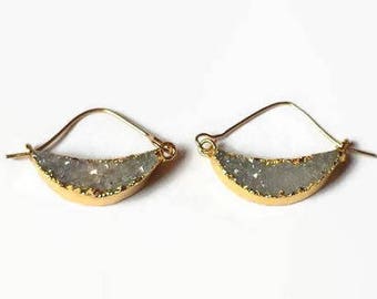 Moon Earrings, gifts for her, bridesmaids gifts, druzy earrings, boho earrings, girlfriend gifts, crescent moon earrings, druzy moon