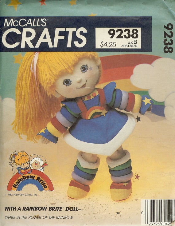 1980s Rainbow Brite doll pattern McCall's Crafts 9238