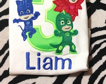 Personanlized Boys Birthday Shirt PJ Masks
