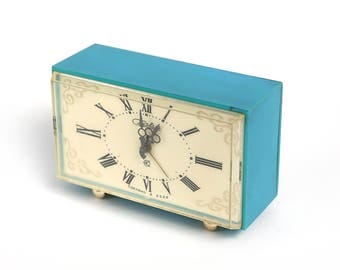 Vintage Alarm Clock Slava, made by Soviets. USSR made authentic alarm clock, mid century mechanical clock, rustic home decor
