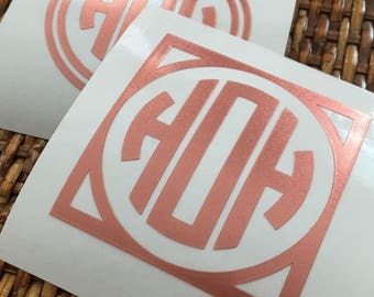 Rose Gold Monogram Decal - **LIMITED EDITION** - Choose 2", 3" or 4"- perfect for phone/tablet cases, waterbottles, cars and more