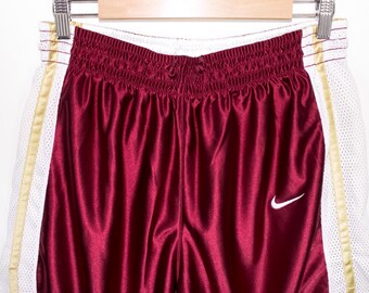 NIKE reversible basketball shorts - vintage - white + gold + crimson - swoosh logo - mens