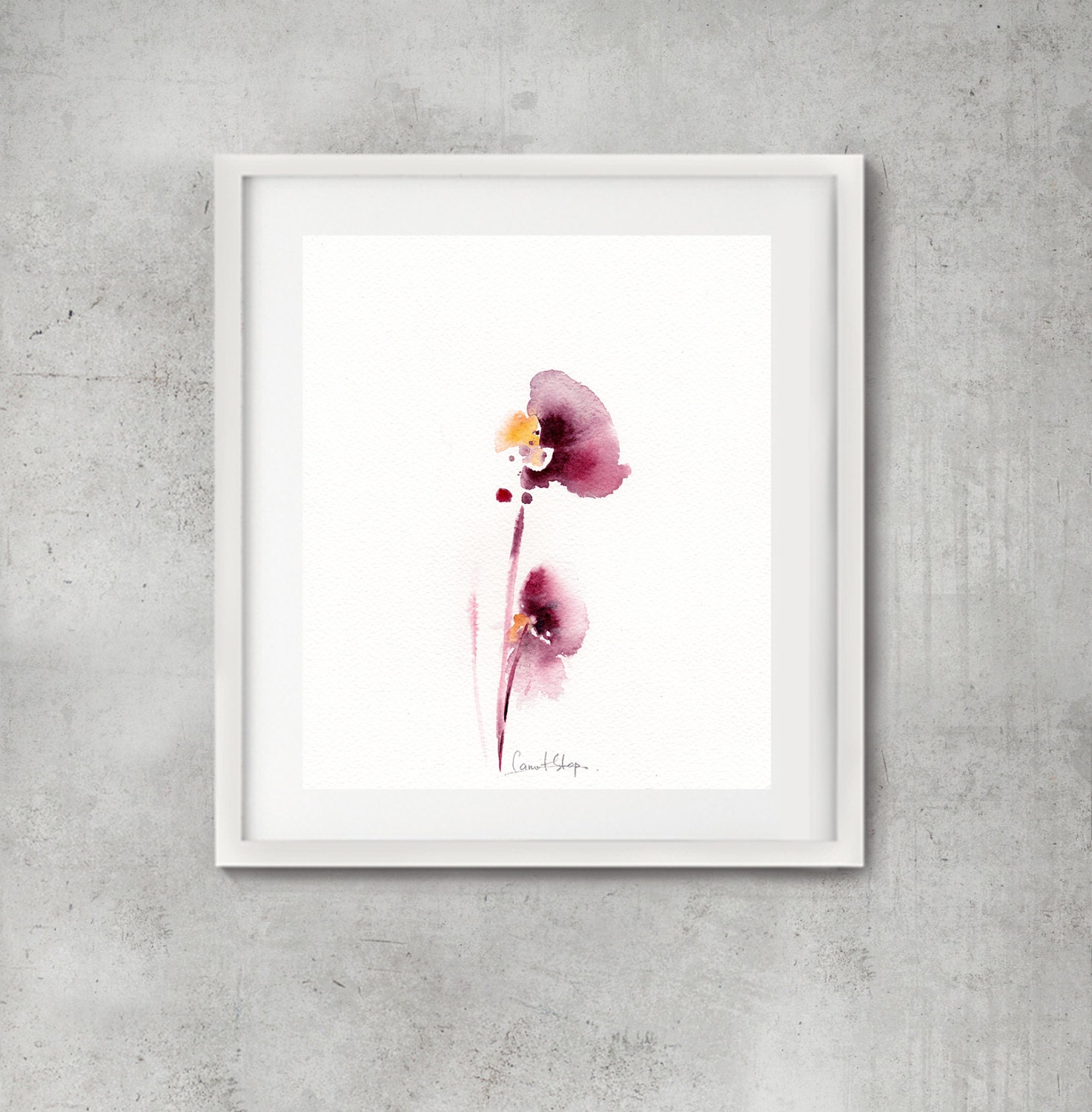 Minimalist Florals Painting Original Watercolor Painting