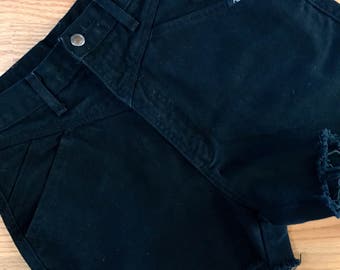 Vintage Black Denim Cutoff Shorts Size 11 High Waist