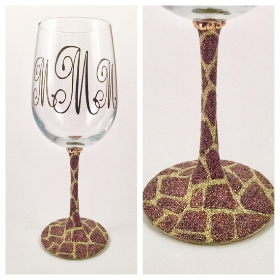 Giraffe Glitter Wine Glass Giraffe Glitter Wine Glass