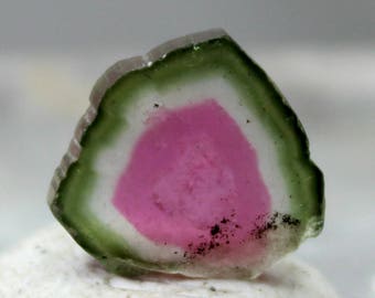 Damage Free Both Side Polished Watermelon Tourmaline Slice from Paprok Afghanistan - 3 carats , 10*10*2 mm