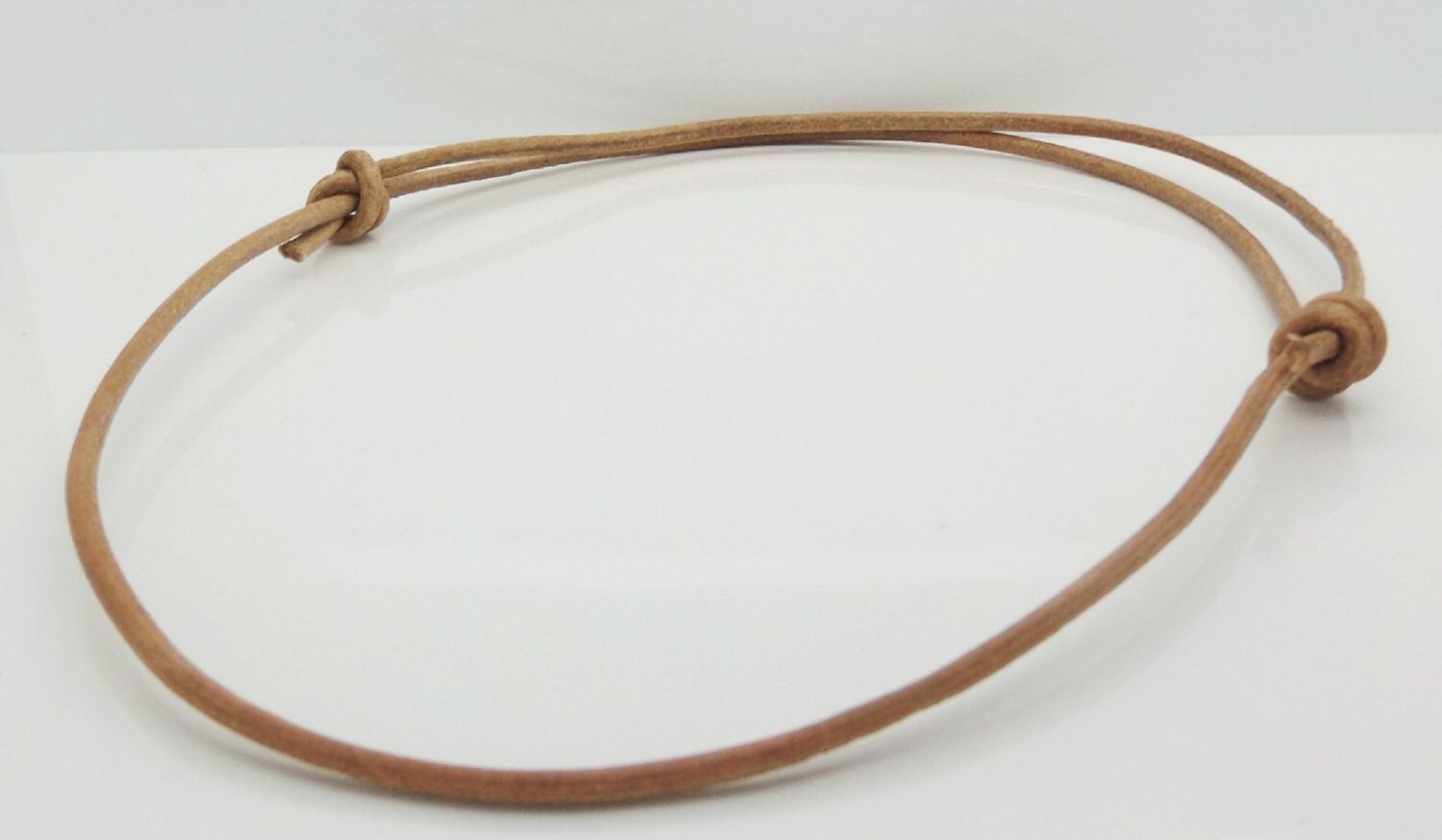 Natural Round Leather Necklace Handcrafted Sliding Knot