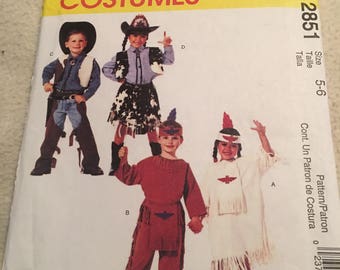 Mccalls cowboys and indians costume pattern size 5-6