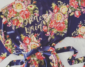 floral bridesmaid robes, personalized gold glitter matching robes, bridesmaid gift, MANY COLORS bridemaids robes, mothers day gift