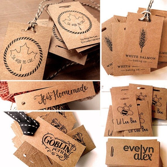 50 KRAFT PAPER TAGS Custom Hang Tag Wedding Favors Tags