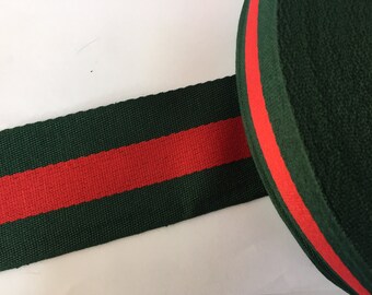 2" green and red striped ribbon, grosgrain ribbon, striped grosgrain ribbon, polyester ribbon, belt ribbon