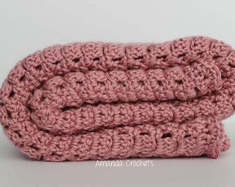 Crochet Baby Blanket | Rose Blush Blanket | Baby Blanket | Afghan | Blankets & Throws | Baby Girl Blanket | Baby Shower Gift | Bedding