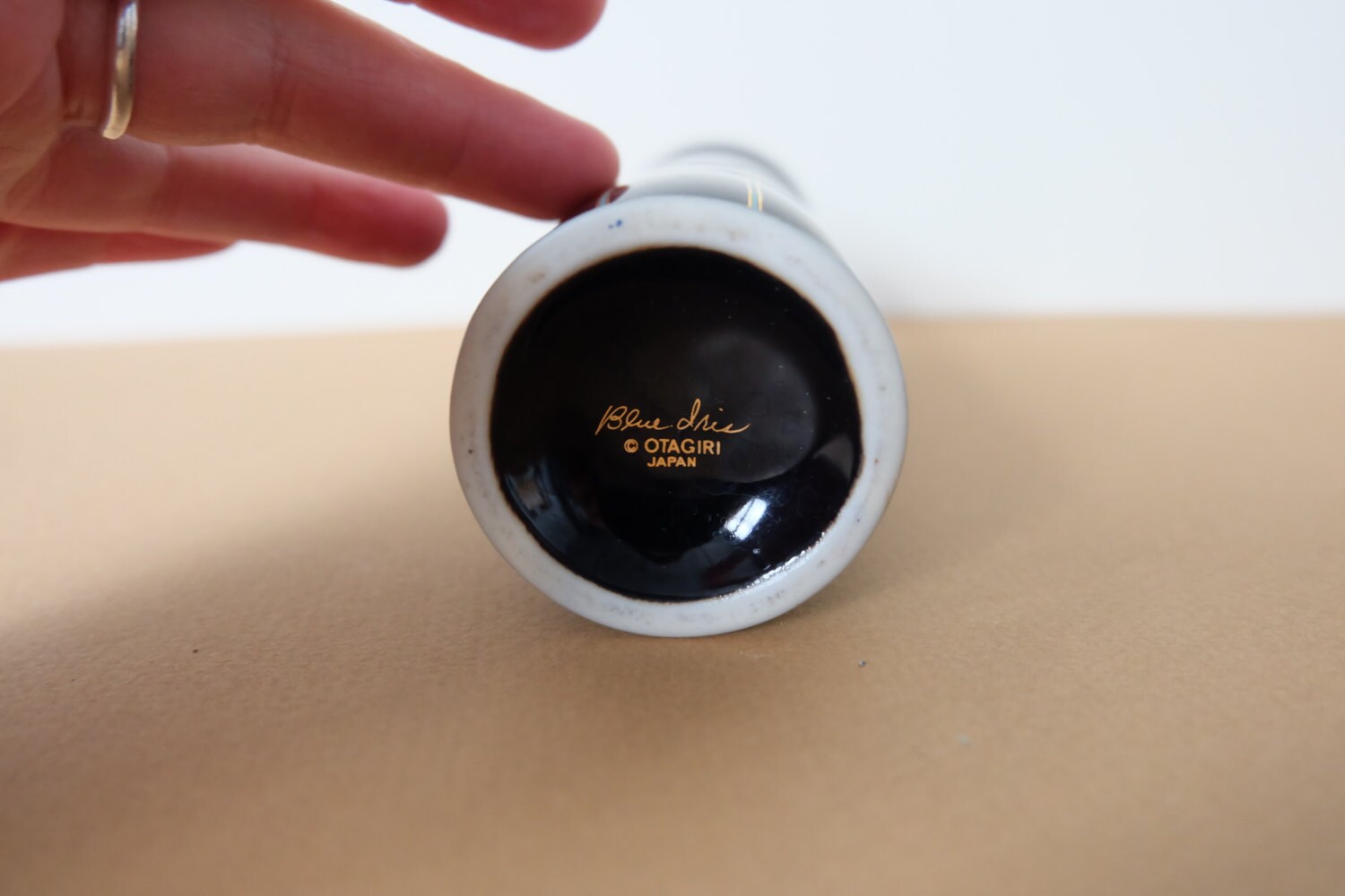 Small Vintage Black Iris Vase Home Décor Ceramics 1990s