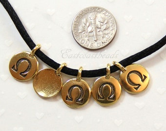 Omega Charms, TierraCast, Greek Letter Charms, Omega Drops, Jewelry Findinga, Antique Gold Plated Lead Free Pewter, 5 Pieces, 8926
