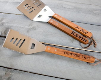Custom Grill Spatula, Engraved Grilling Gift for Dad, Wood BBQ Spatula, Gift for Him, Personalized Grill Tool, Personalized Tool, BBQ Tools