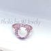 Summer Love Collection Handmade 92.5% Silver Ring W/ Genuine Moonstone and CZ diamonds, Pink Gold Plated. Size 11/51/US5.5