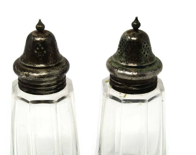 Vintage Viking Salt and Pepper Shakers, Silver Topped Shakers - Mad Men Shaker Set - Mid Century Art Deco Decor