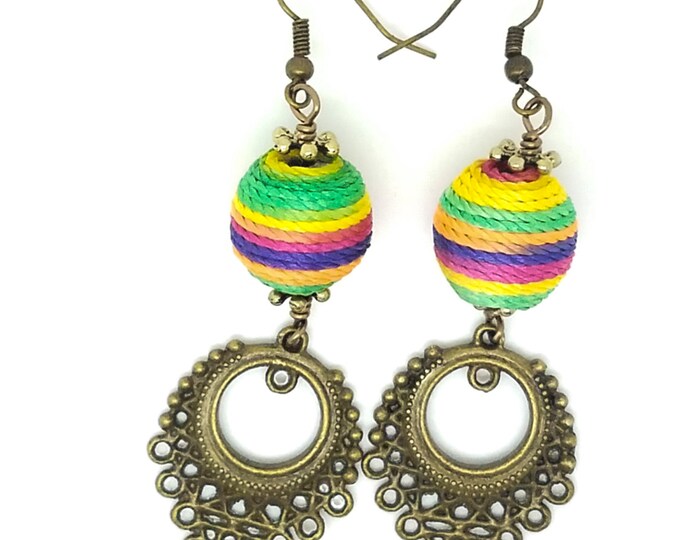 Long multicolor boho earrings, boho earrings, tribal multicolor earrings, multicolor earrings, Bohemia colorful earrings, colorful jewelry