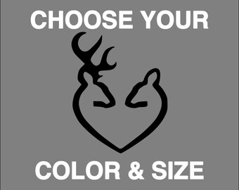 Deer Heart Decal Sticker Car Truck Window Laptop Outdoor Vinyl Select Color & Size Browning Dear Heart