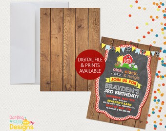 Farm Birthday Invitation, Barnyard Bash, Farm Birthday, Digital File or Prints, 5x7 or 4x6, Farm Birthday, Party Invitation