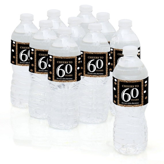 60th birthday party water bottle sticker labels