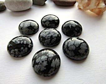 2 Natural Snowflake Obsidian Cabochons 16mm Round Snowflake Obsidian Cabochons Jewelry making Supplies