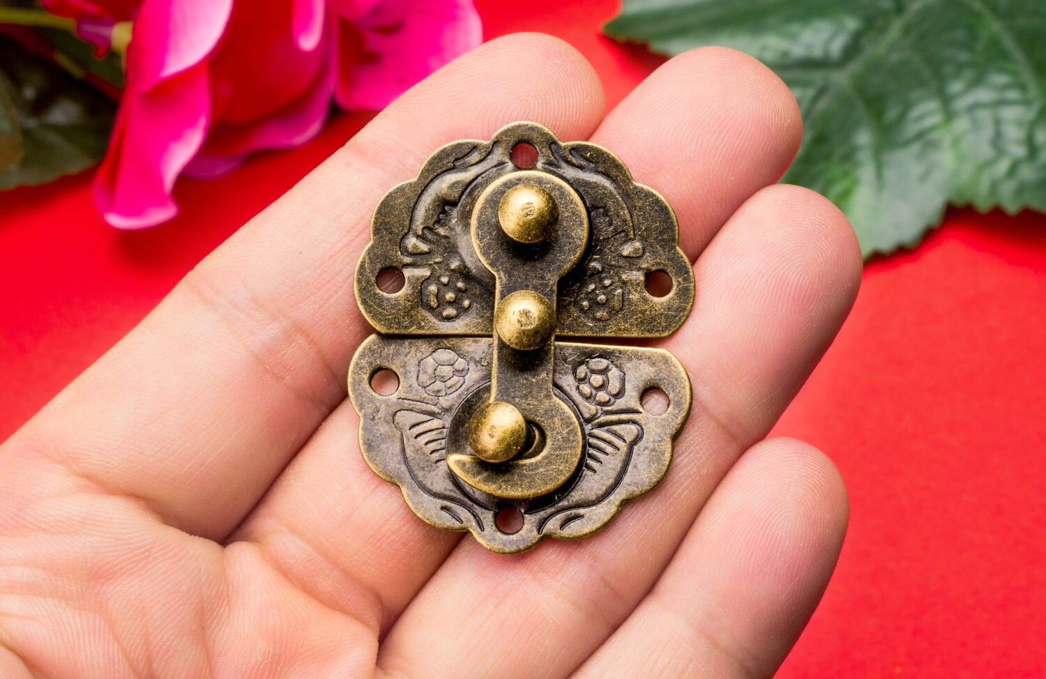 Pair of Right Hook Hasps Restoring Vintage Metal Lock Catch