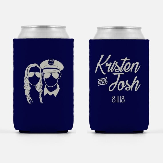 Customized Wedding Koozies with Bride and Groom by WearPurdy