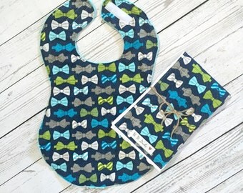 Full Coverage Baby Bib/ Burp Cloth- Bow Ties- Robert Kaufman