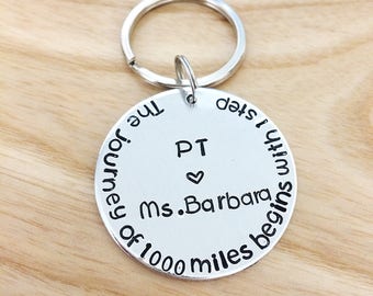 Physical therapist gift, keychain, personalized keychain, PT keychain, gift for PT, physical therapy gift, hand stamped gift