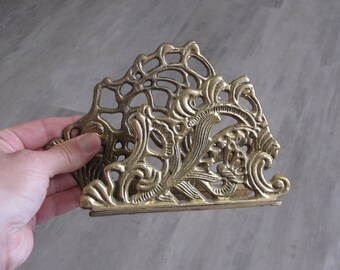 Vintage Brass Napkin Holder / Letter Holder