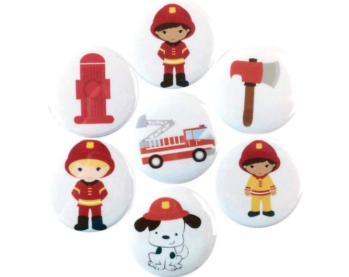 Fireman Play Magnets - Kid's Party Favors - Bulletin Board Magnets - Classroom Magnets - Gifts kids - Stocking Stuffers - Gift Ready