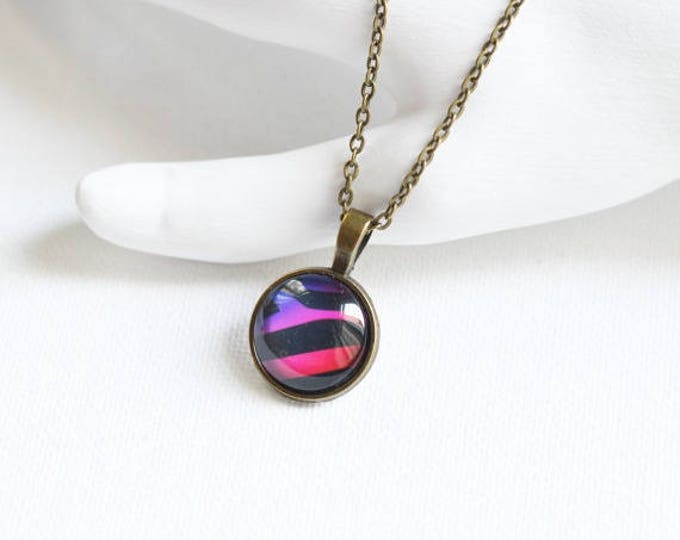 ANIMAL PRINT Pendant metal brass depicting fashionable skin, Glamour, Style, Black and Strips, Purple and Red