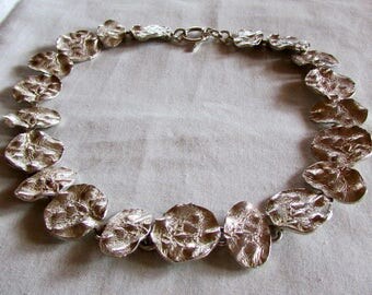 Sterling Silver Disc Necklace with Nugget Look