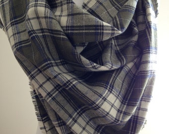 Green Plaid Flannel Blanket Scarf, Flannel Scarf, Green Plaid Scarf, Kale Plaid Flannel, Plaid Blanket Scarf,Olive Scarf,Gift,FREE SHIPPING