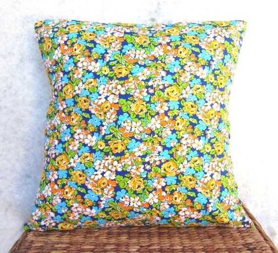 Navy Floral Throw Pillow