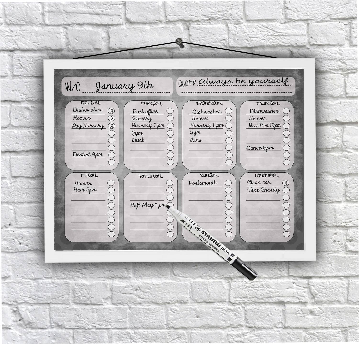 Dry Erase Board Large Weekly Planner Family Schedule