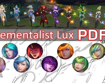 Cosplay PDF Vector Pattern Blueprint - Elementalist Lux Weapons, Complete Pack (League of Legends)