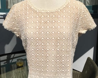 Vintage 1960s Cream Lace Blouse - Dermore of Mayfair London -Very pretty
