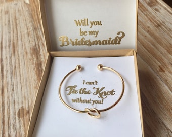 Gold Knot Bracelet, Tie the Knot bracelet, Bridesmaid jewelry, Bridesmaid Proposal Gift, Bridesmaid Gift, Knot Jewelry