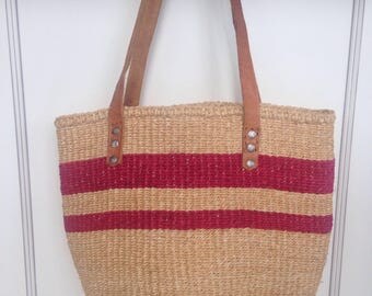 Vintage Sisal market bag - jute tote