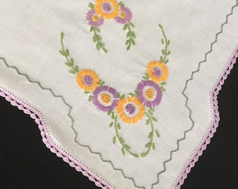 Square Table Scarf Dresser Scarf Eastern European Hand Embroidered
