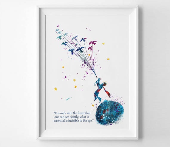 The Little Prince Quote Only With The Heart Watercolor Prints